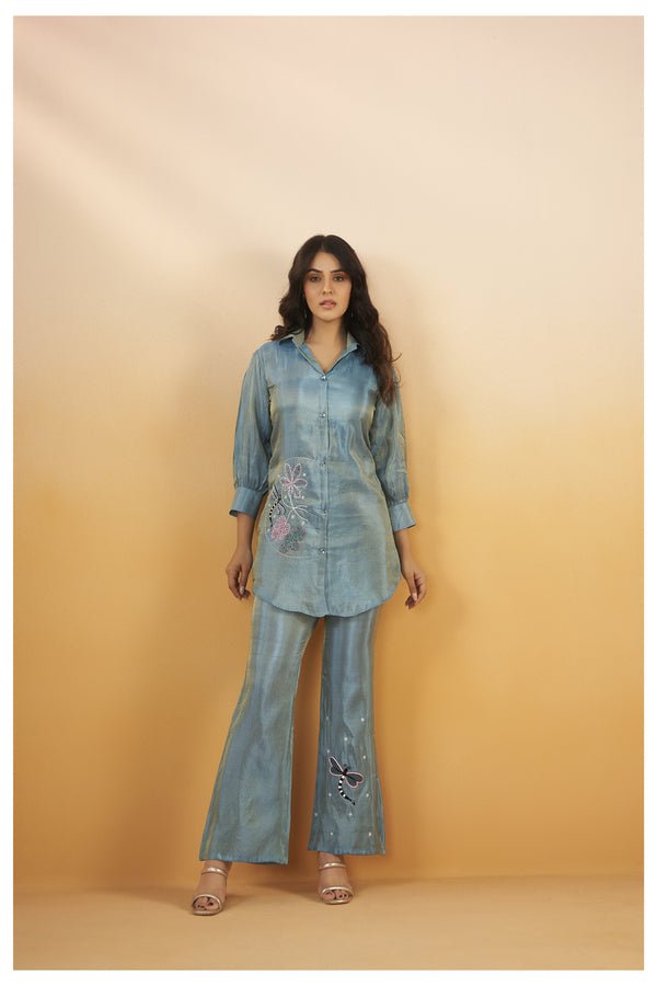 Viscose Silk Embroidered Co - Ord Set - Navvi.in