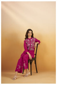 Viscose Silk Embroidered Co - Ord Set Available in 2 Colours - Navvi.in