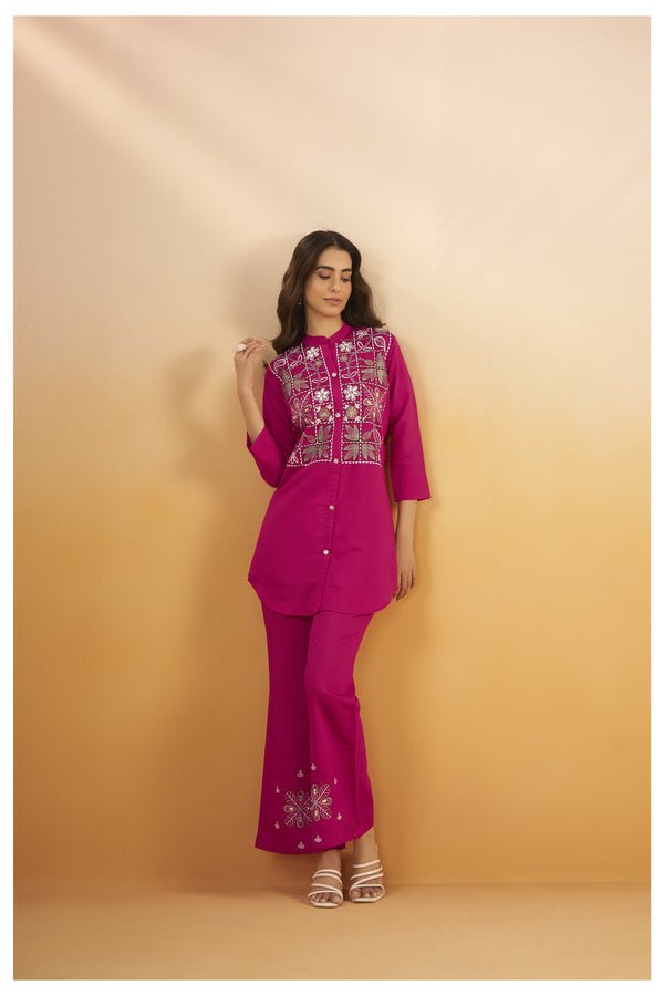 Viscose Silk Embroidered Co - Ord Set Available in 2 Colours - Navvi.in