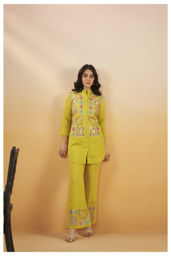 Viscose Silk Embroidered Co - Ord Set Available in 2 Colours - Navvi.in