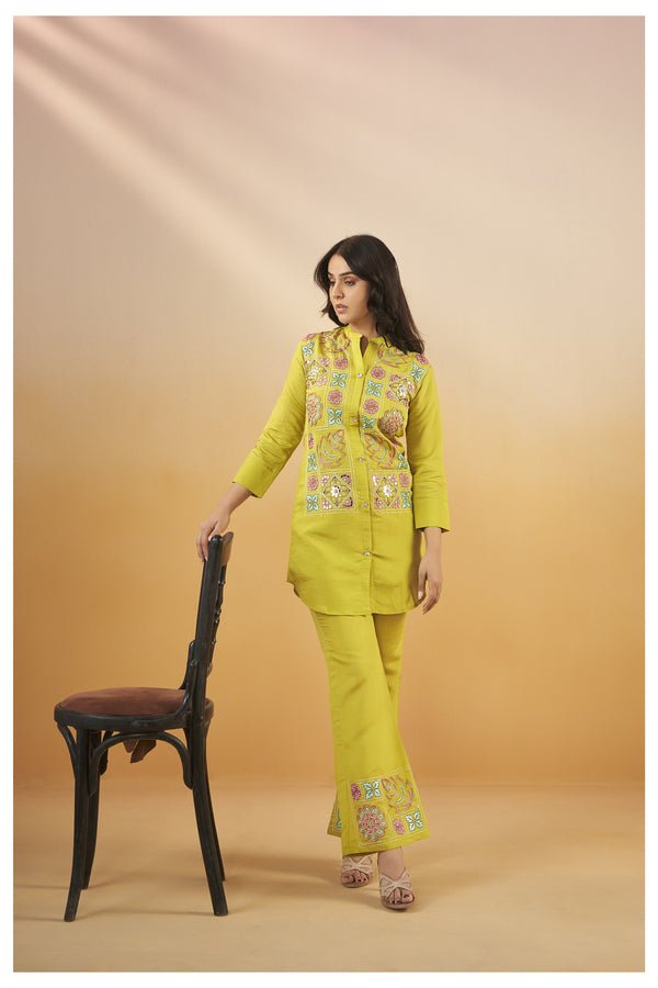 Viscose Silk Embroidered Co - Ord Set Available in 2 Colours - Navvi.in