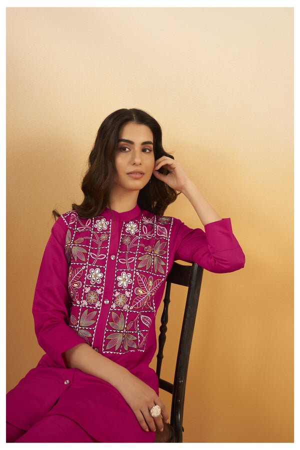 Viscose Silk Embroidered Co - Ord Set Available in 2 Colours - Navvi.in