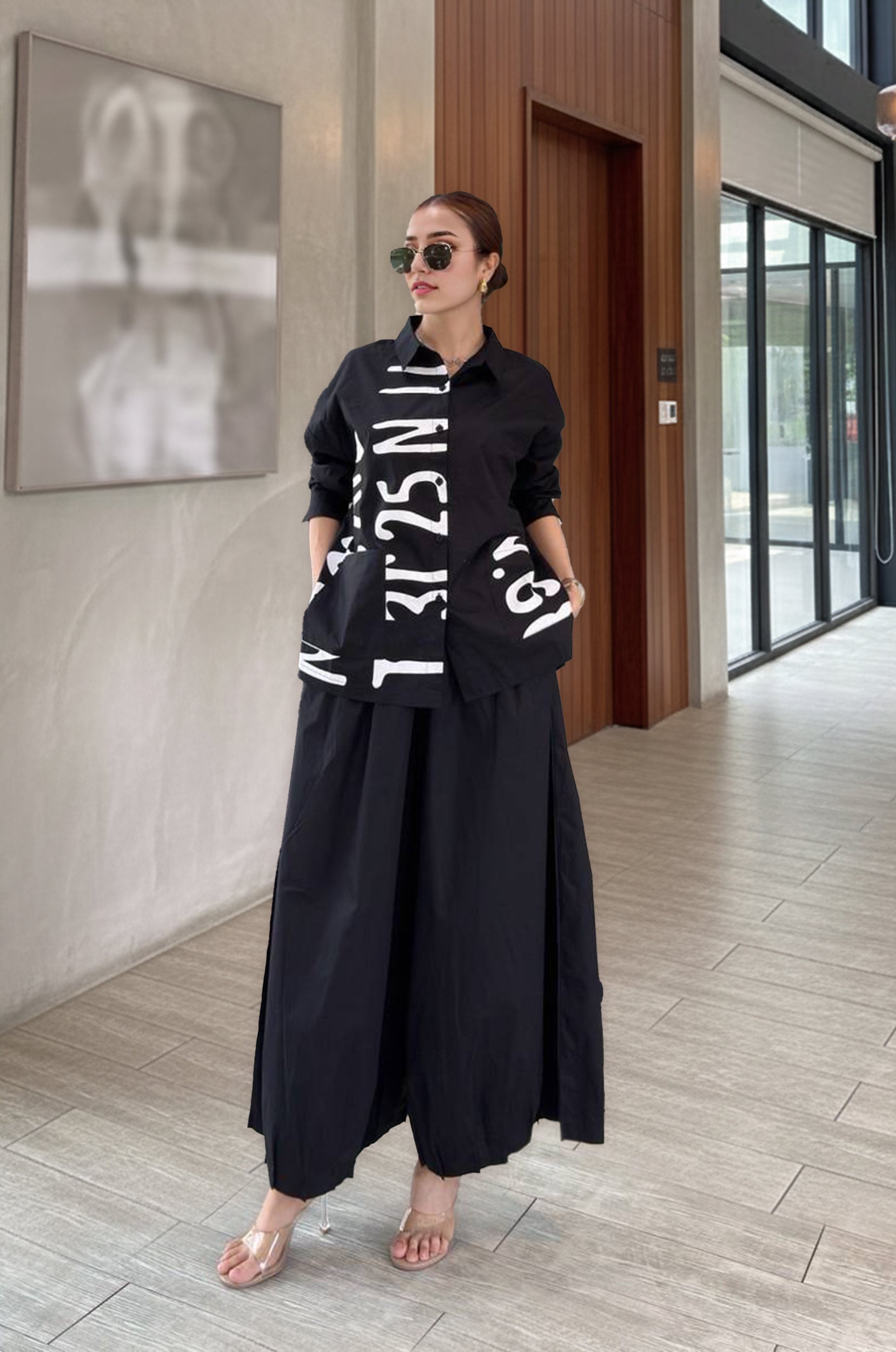 Chic Black Typography Co-Ord Set