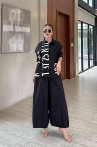 Chic Black Typography Co-Ord Set