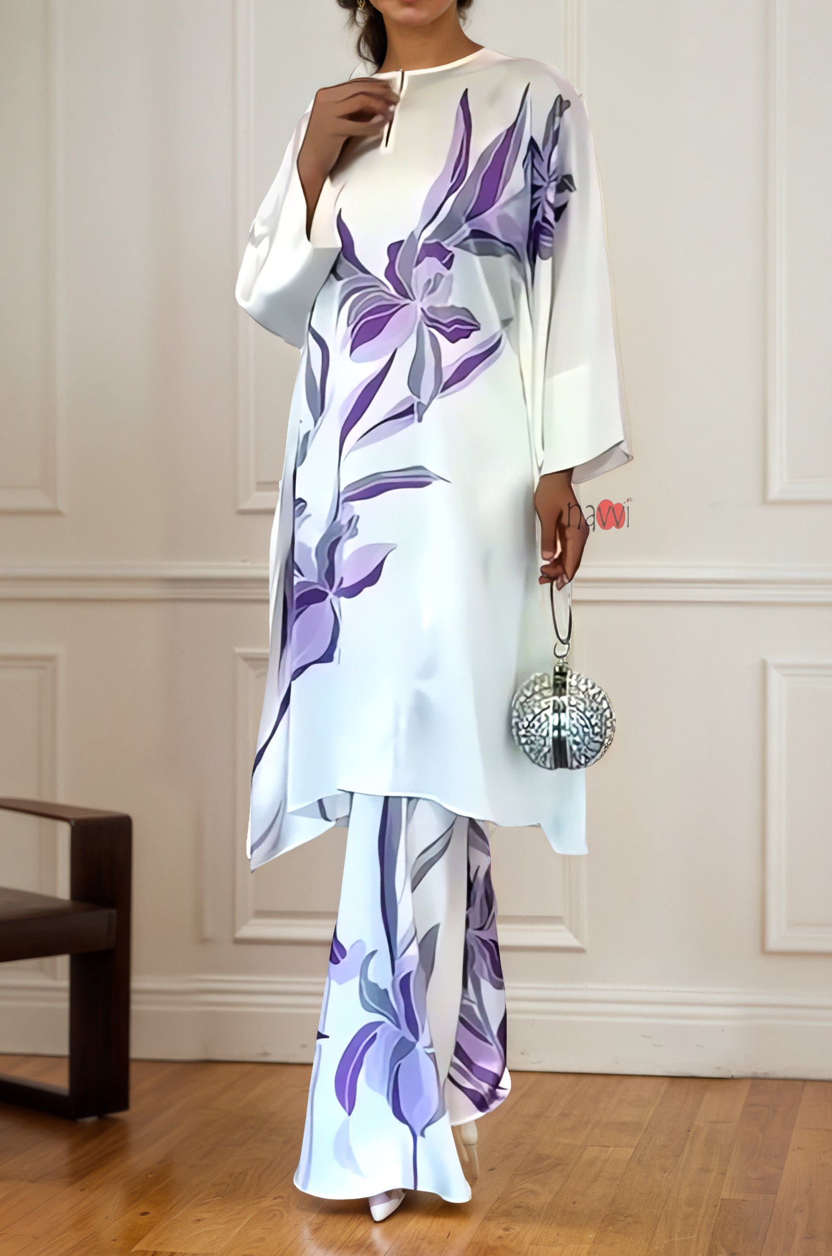 Lavender Grace Satin Floral Co-ord Set