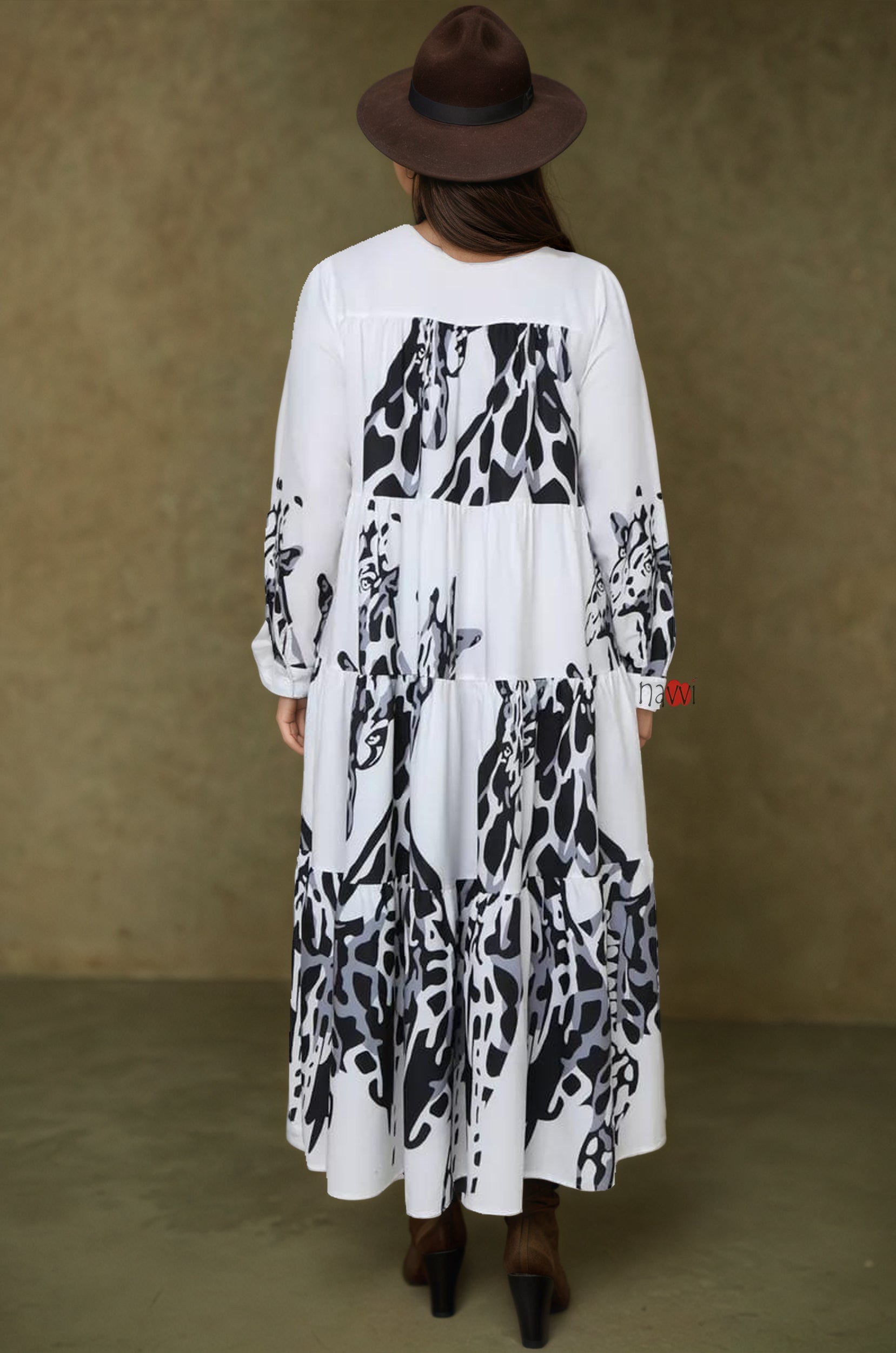 Flowy Monochrome Tiered Long Shirt Dress