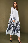 Flowy Monochrome Tiered Long Shirt Dress