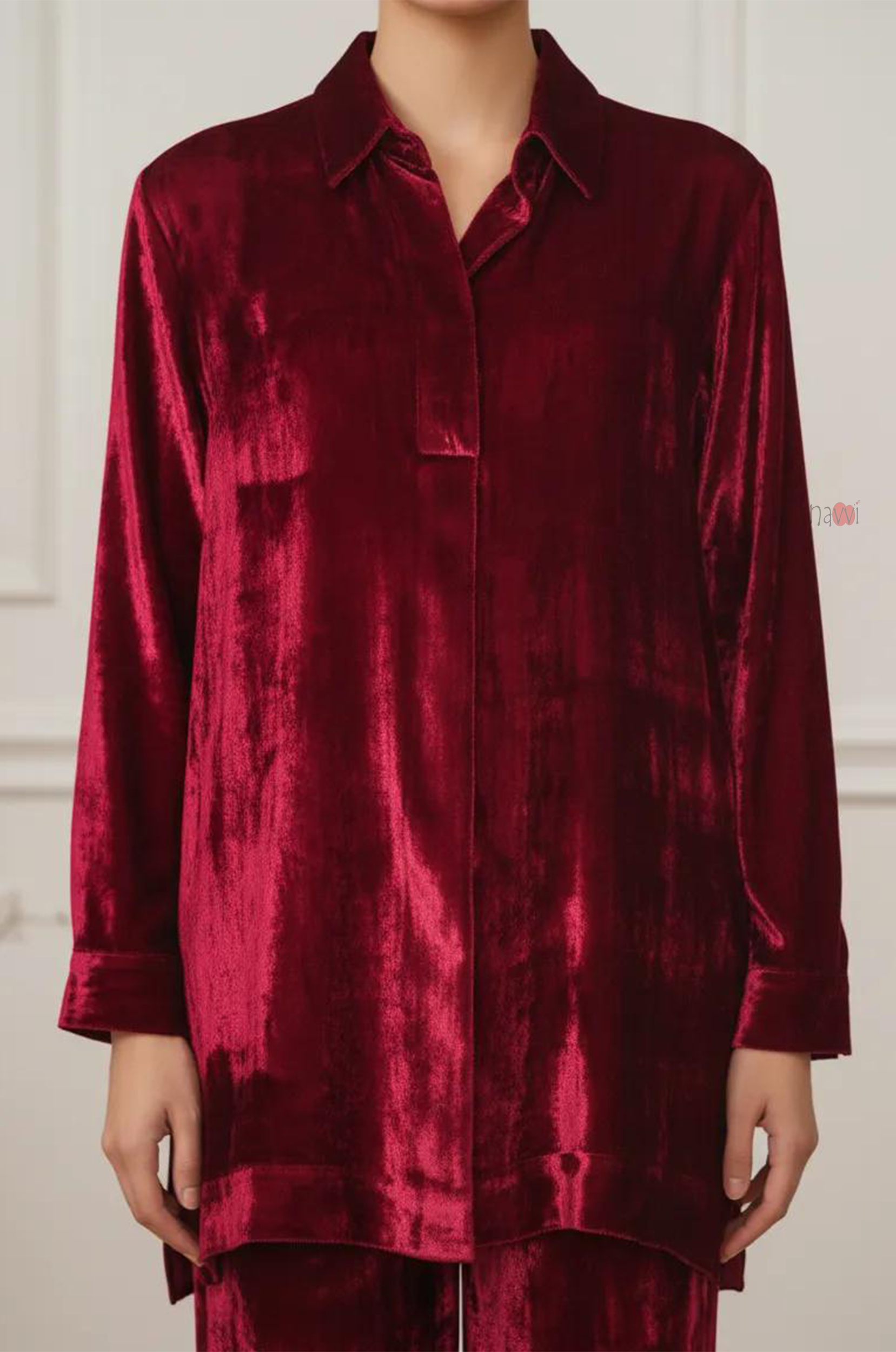 Burgundy Velvet Relaxed Co-Ord Set