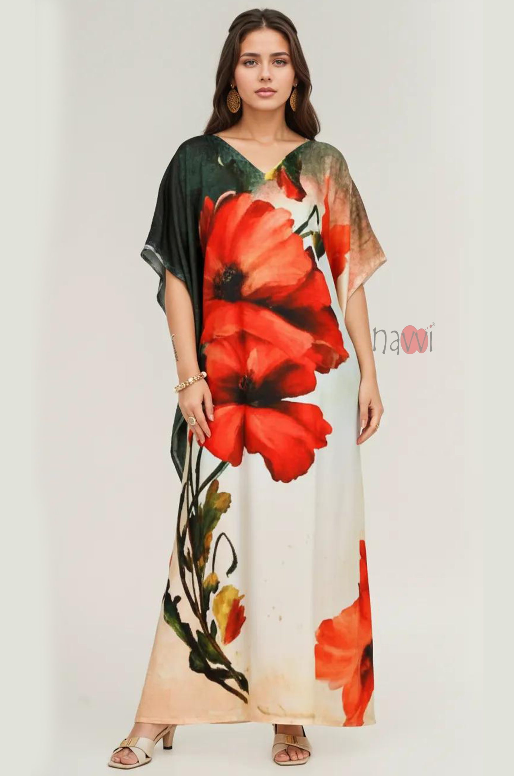 Serene Bloom Resort Kaftan Dress - Navvi.in