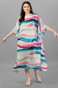 Watercolour Print Kaftan Dress - Navvi.in
