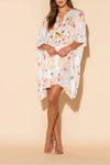 White Butterflies Short Kaftan - Navvi.in