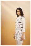 White Viscose Silk Embroidered Co - Ord Set - Navvi.in
