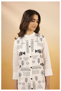 White Viscose Silk Embroidered Co - Ord Set - Navvi.in