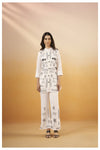 White Viscose Silk Embroidered Co - Ord Set - Navvi.in