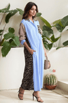 Wild Contrast Maxi Shirt Dress - Navvi.in