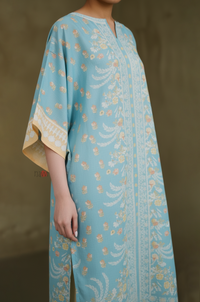 Signature Pastel Blue Printed Kaftan Dress