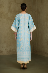 Signature Pastel Blue Printed Kaftan Dress