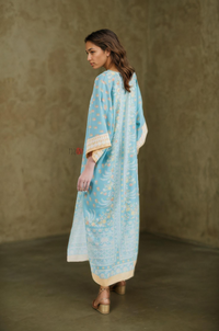 Signature Pastel Blue Printed Kaftan Dress