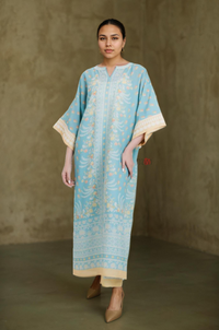 Signature Pastel Blue Printed Kaftan Dress