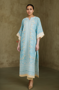 Signature Pastel Blue Printed Kaftan Dress