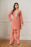 Orange Chevron Embroidered Farsi Salwar Set
