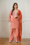Orange Chevron Embroidered Farsi Salwar Set
