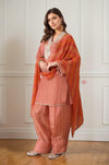 Orange Chevron Embroidered Farsi Salwar Set