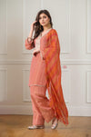 Orange Chevron Embroidered Farsi Salwar Set