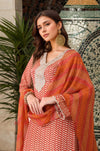 Orange Chevron Embroidered Farsi Salwar Set