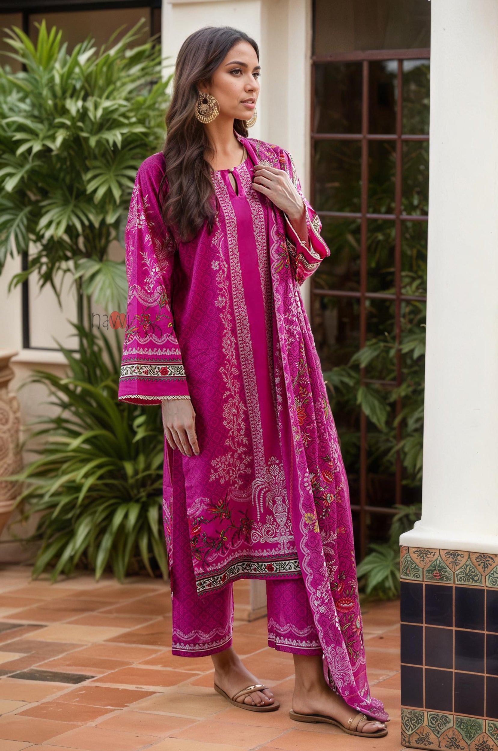 Festive Magenta Silk Pakistani Suit