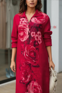 Romantic Rose Print Valentine Dress - Navvi.in
