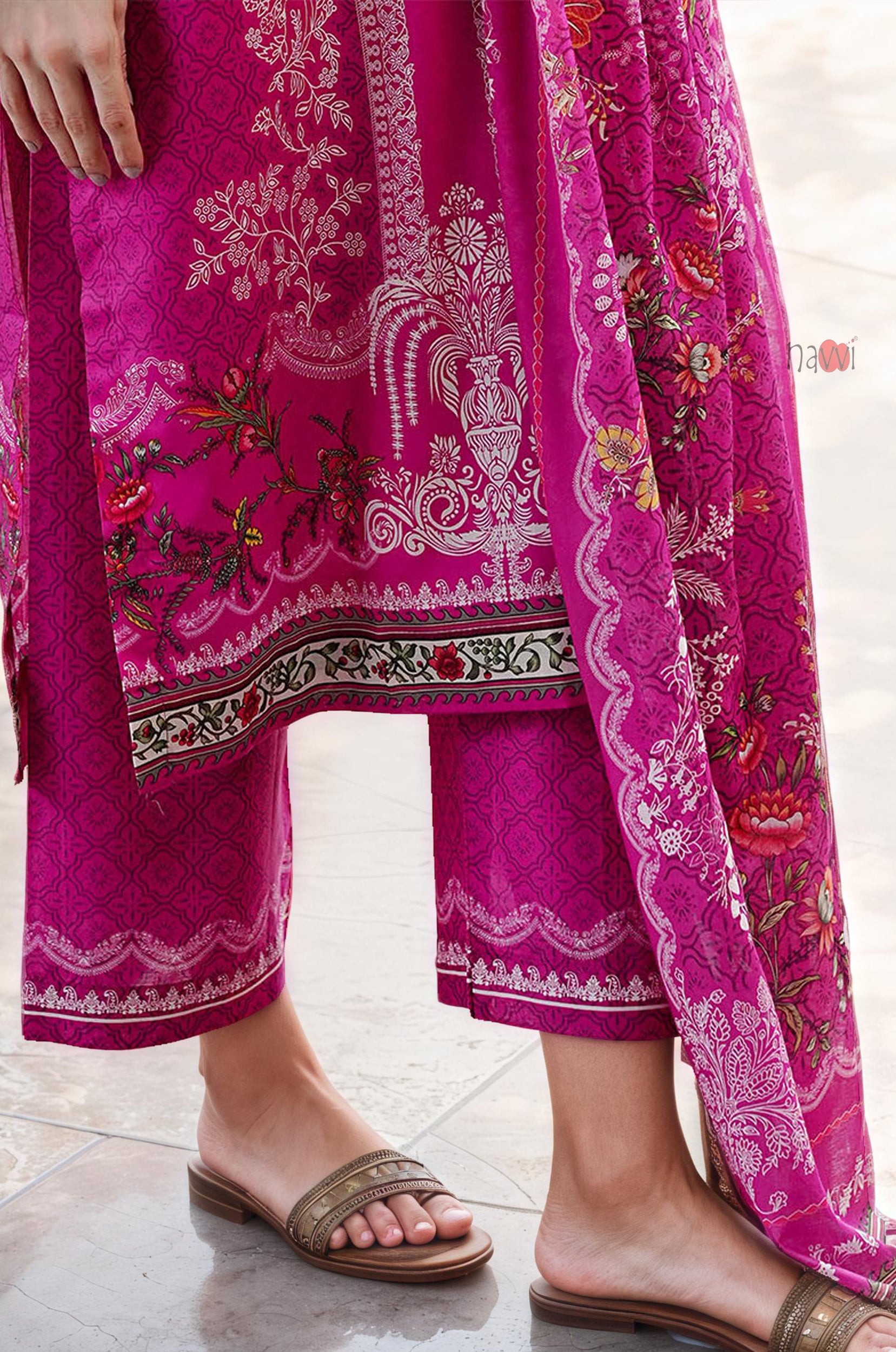 Festive Magenta Silk Pakistani Suit
