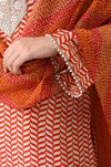 Orange Chevron Embroidered Farsi Salwar Set
