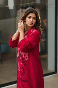 Romantic Rose Print Valentine Dress - Navvi.in