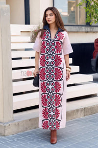 Bold Floral Motif Longline Shirt Dress