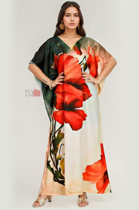 Serene Bloom Resort Kaftan Dress - Navvi.in