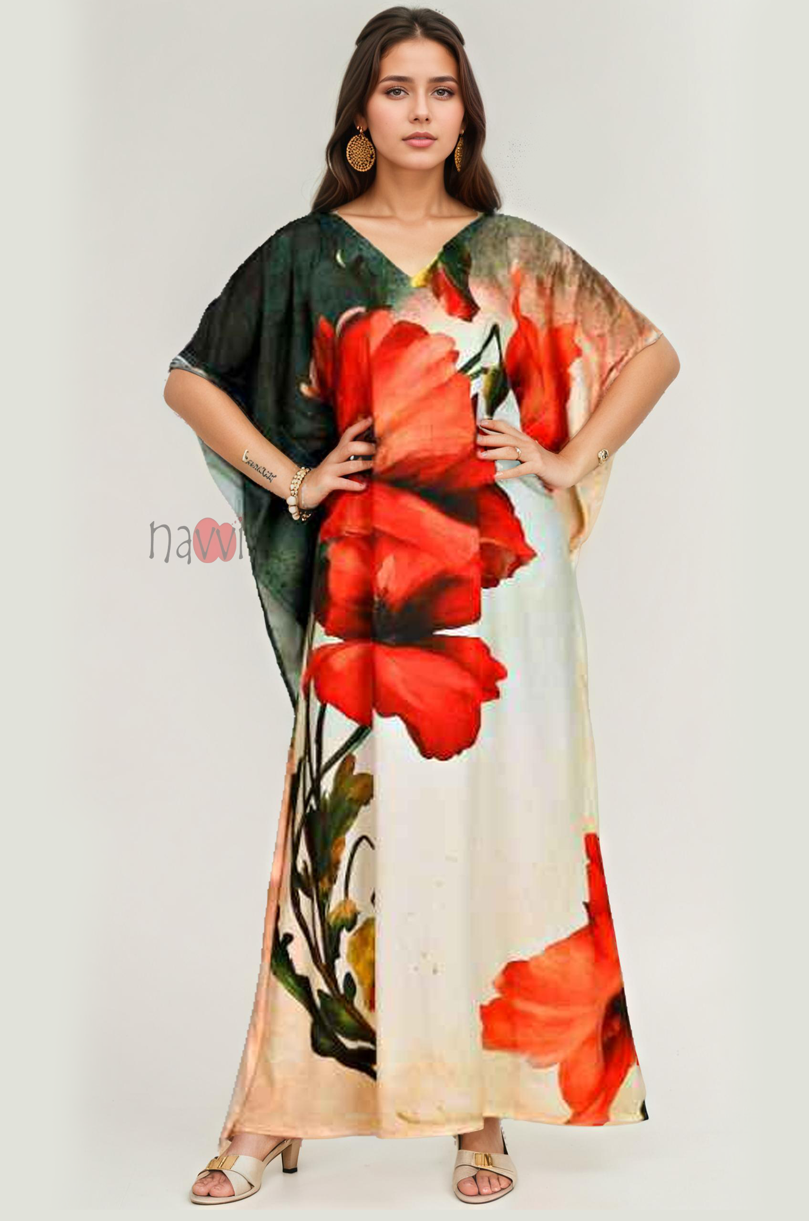 Serene Bloom Resort Kaftan Dress - Navvi.in