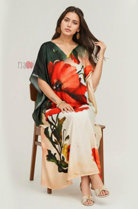 Serene Bloom Resort Kaftan Dress - Navvi.in