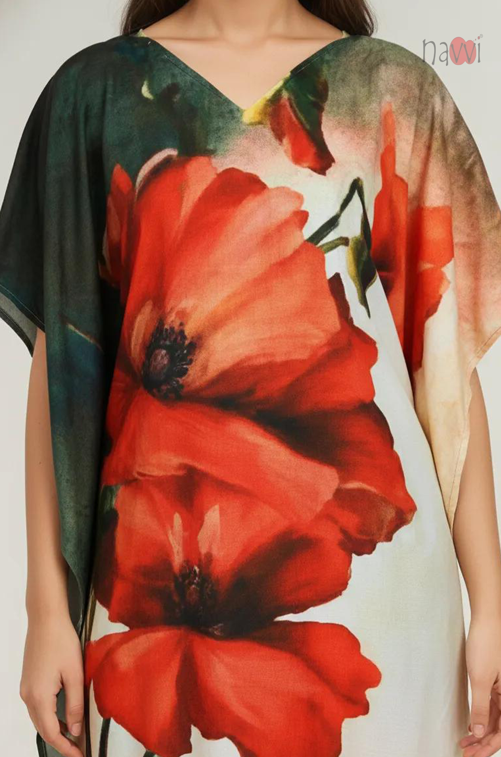 Serene Bloom Resort Kaftan Dress - Navvi.in