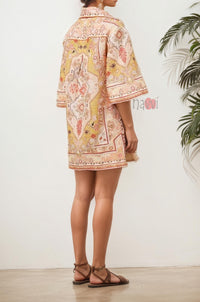 Women’s Pastel Printed Casual Shirt Dress