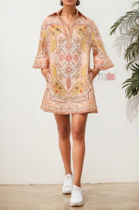 Women’s Pastel Printed Casual Shirt Dress
