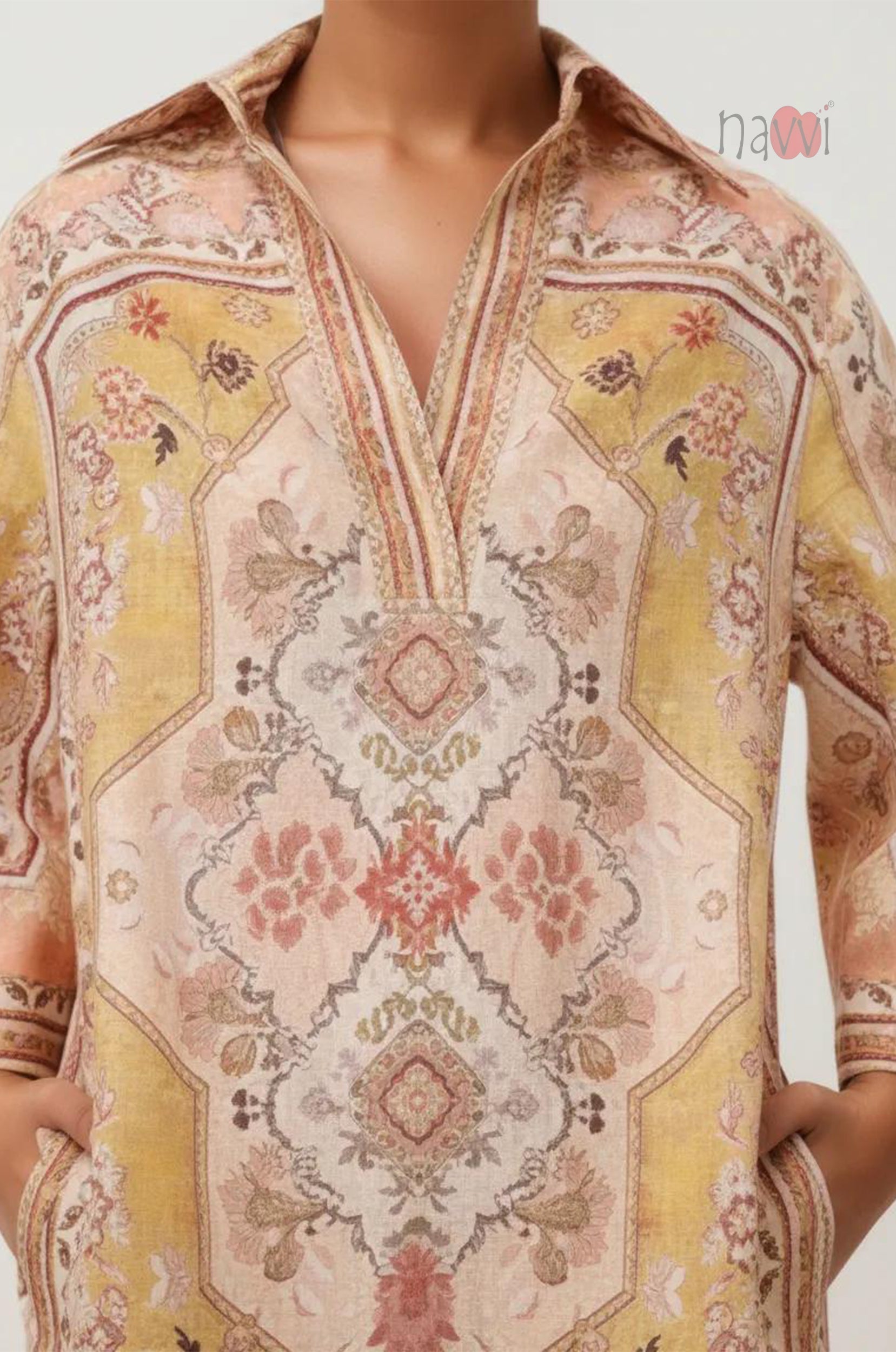 Women’s Pastel Printed Casual Shirt Dress