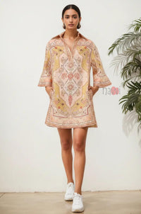 Women’s Pastel Printed Casual Shirt Dress