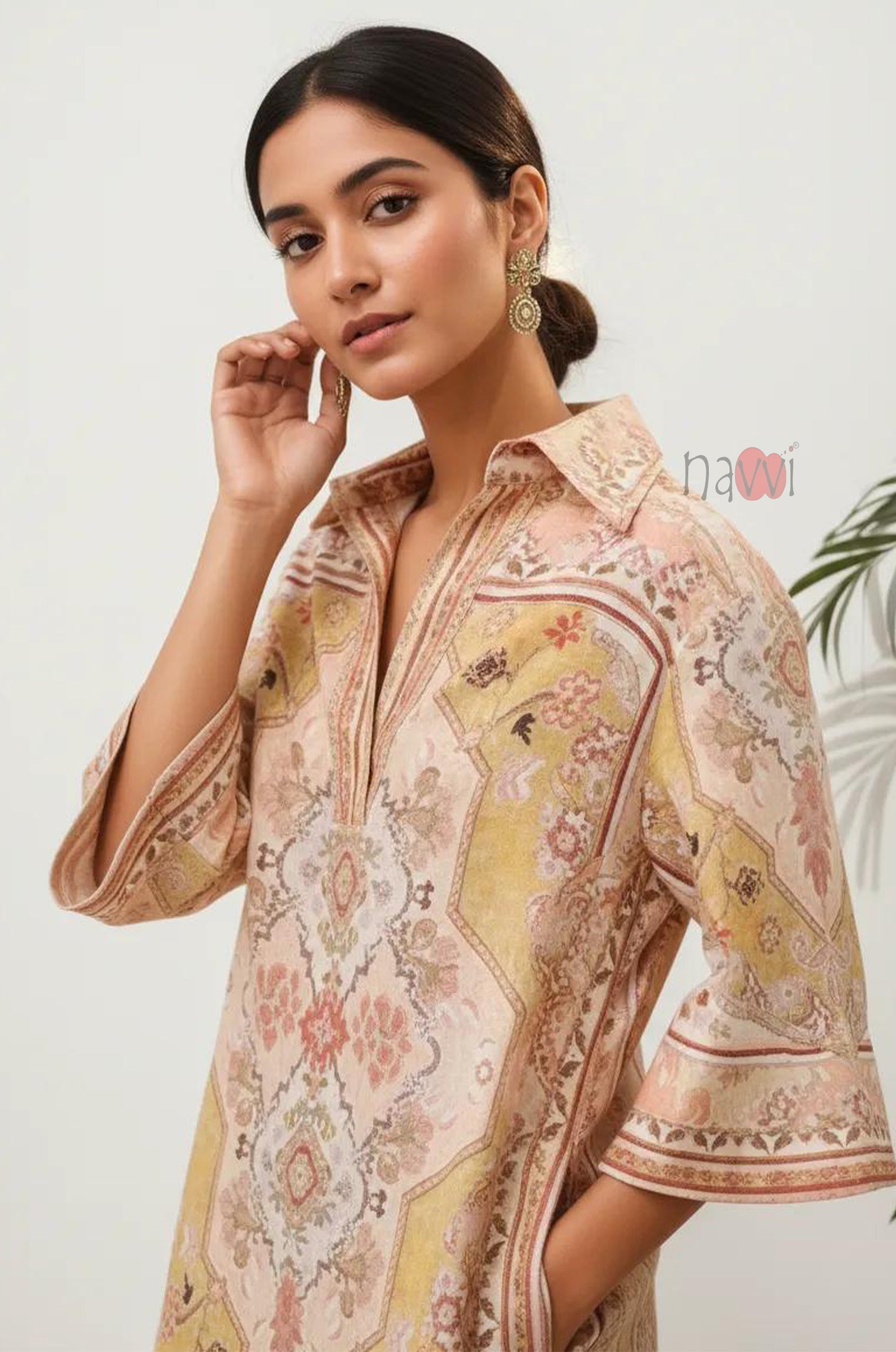 Women’s Pastel Printed Casual Shirt Dress