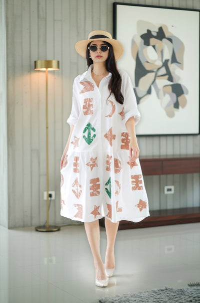 Graphic Arrow Print Shirt Dress – Casual Chic