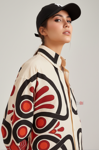 Ivory Retro Motif Statement Shirt