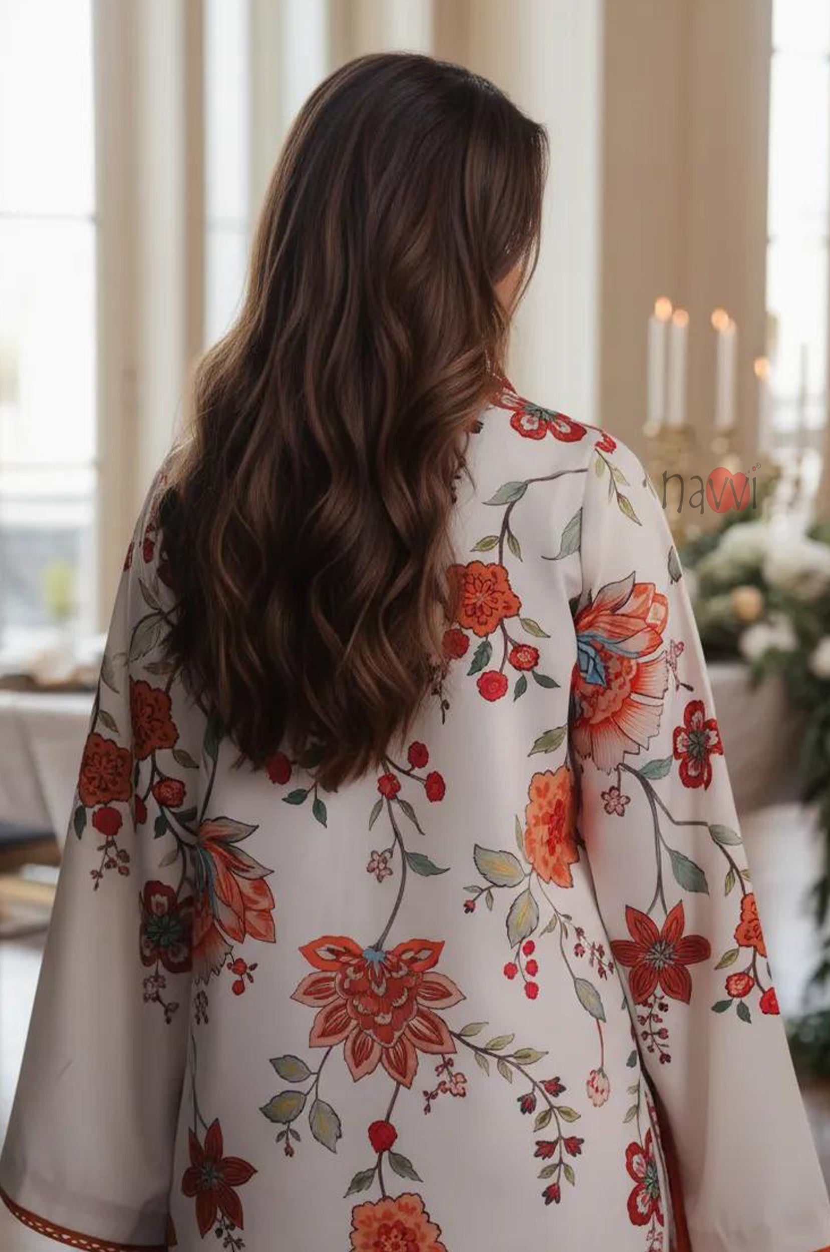 Ivory Floral Straight Kurta Set – Festive Wear