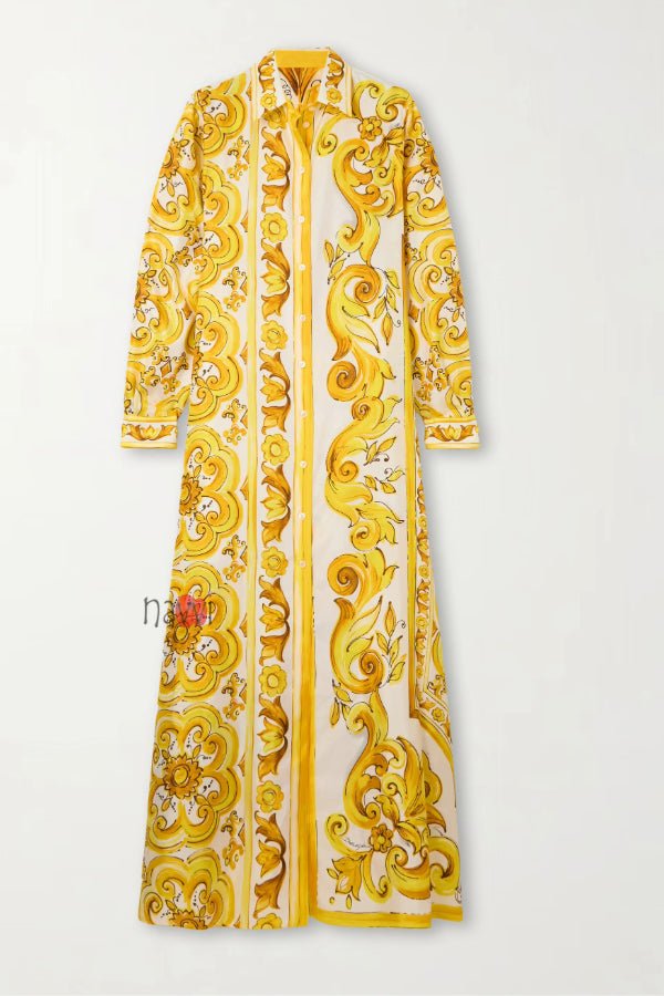 Yellow and White Lounge Dress - Navvi.in