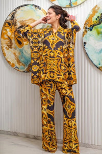 Yellow Baroque Print Co - Ord Set - Navvi.in