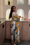 Yellow Rose Printed Kaftan - Navvi.in
